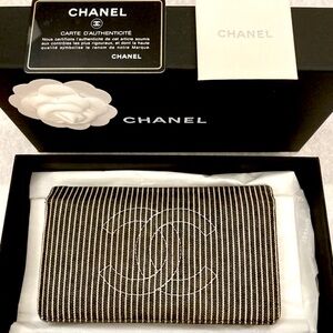 Chanel Denim Striped Leather Wallet